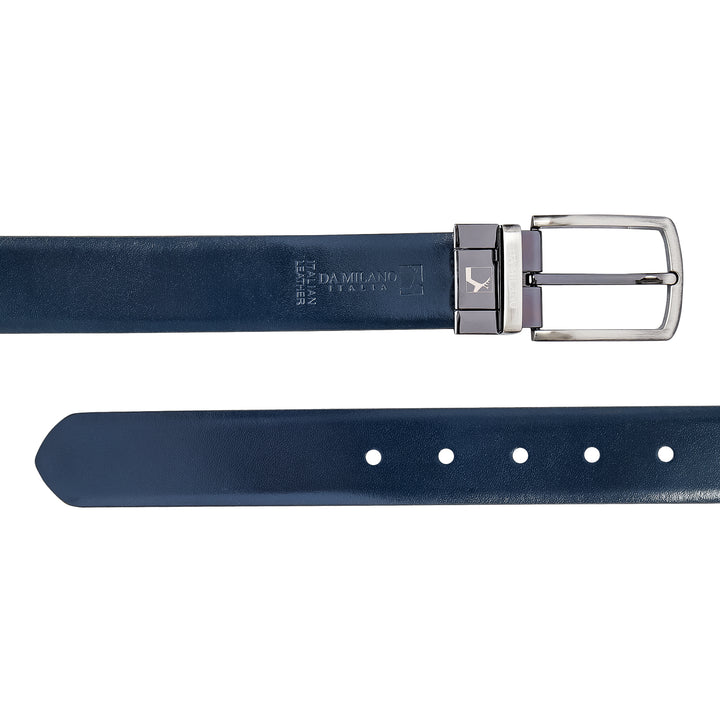 Formal Plain Leather Reversible Mens Belt - Brown & Navy
