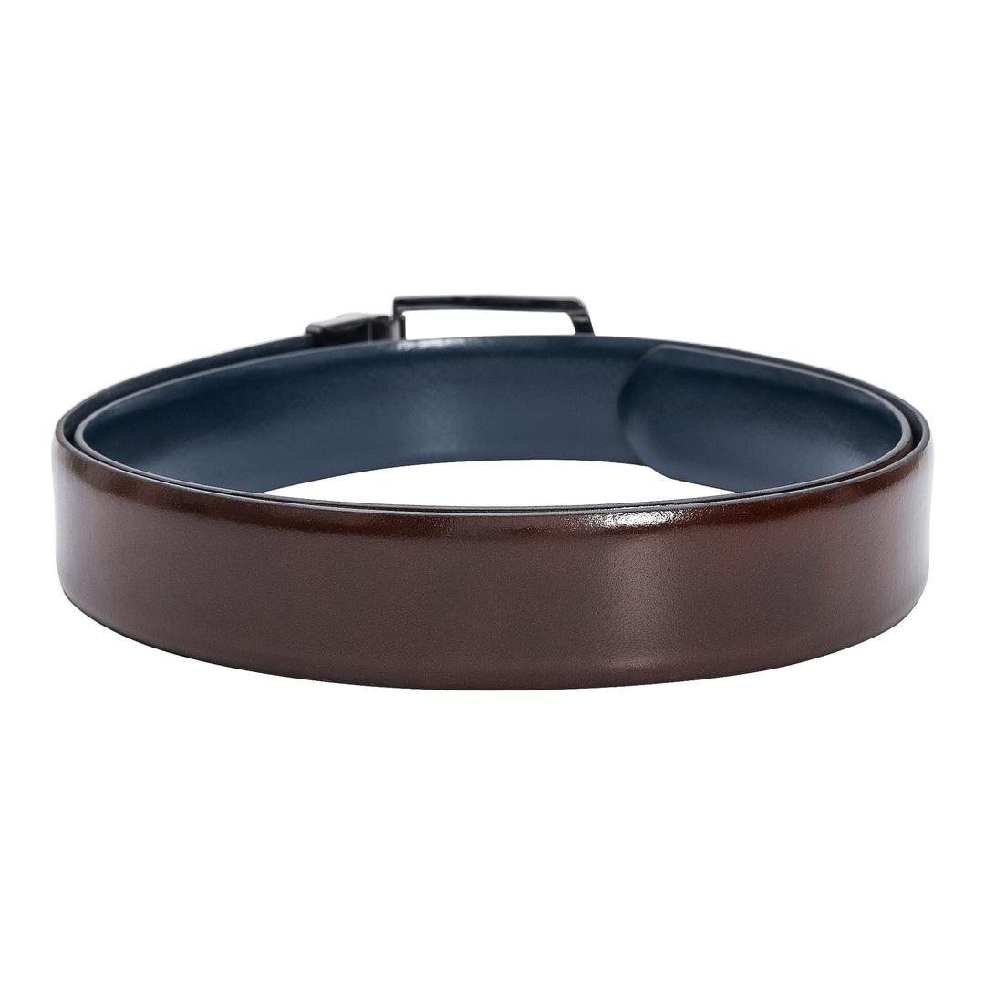 Formal Plain Leather Reversible Mens Belt - Brown & Navy