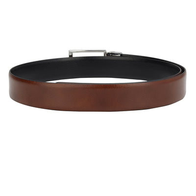 Formal Wax Leather Mens Belt - Cognac & Black