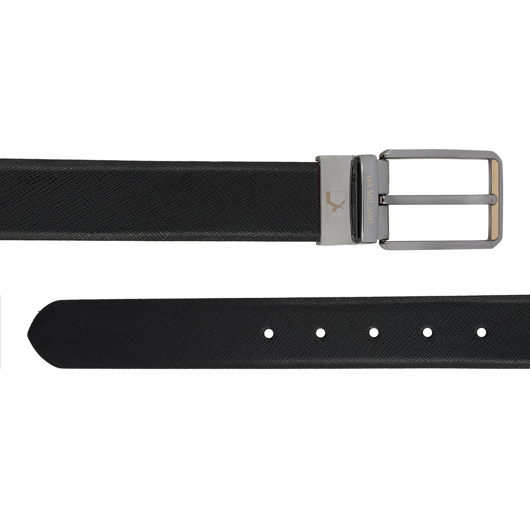 Formal Saffiano Leather Mens Belt - Black & Brown