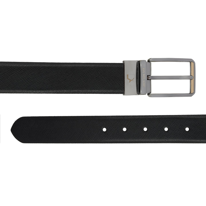 Formal Saffiano Leather Mens Belt - Black & Brown