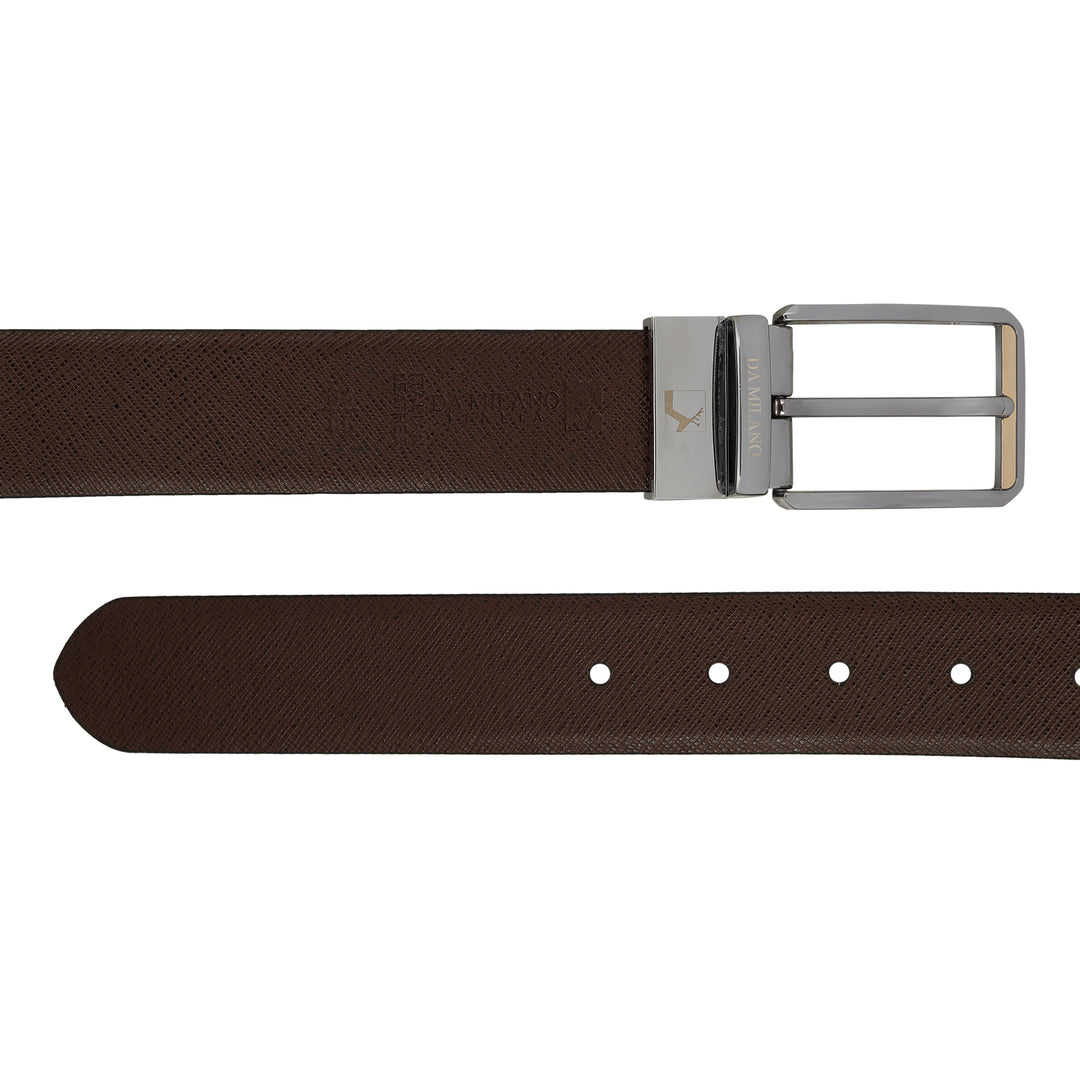 Formal Saffiano Leather Mens Belt - Black & Brown