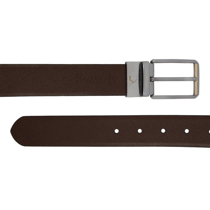 Formal Saffiano Leather Mens Belt - Black & Brown