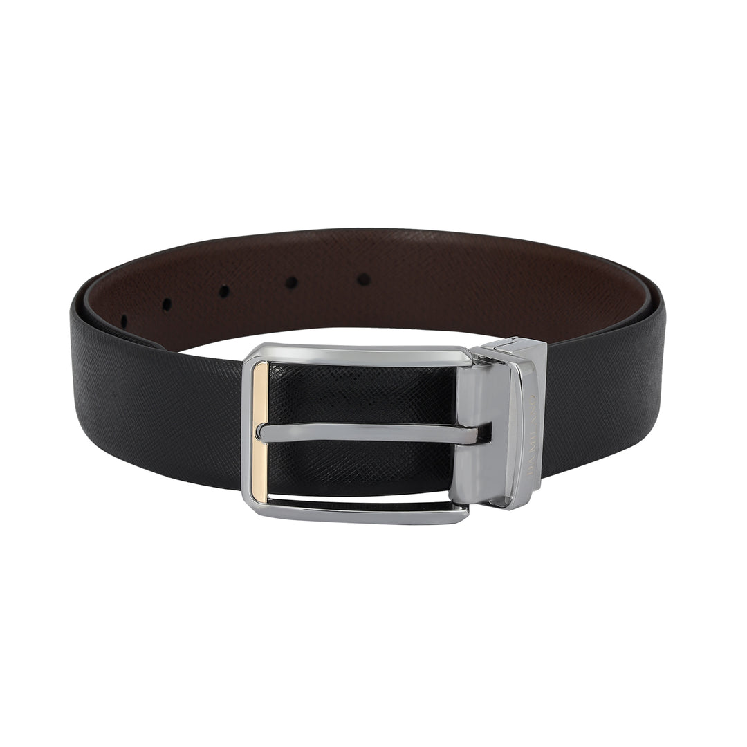 Formal Saffiano Leather Mens Belt - Black & Brown