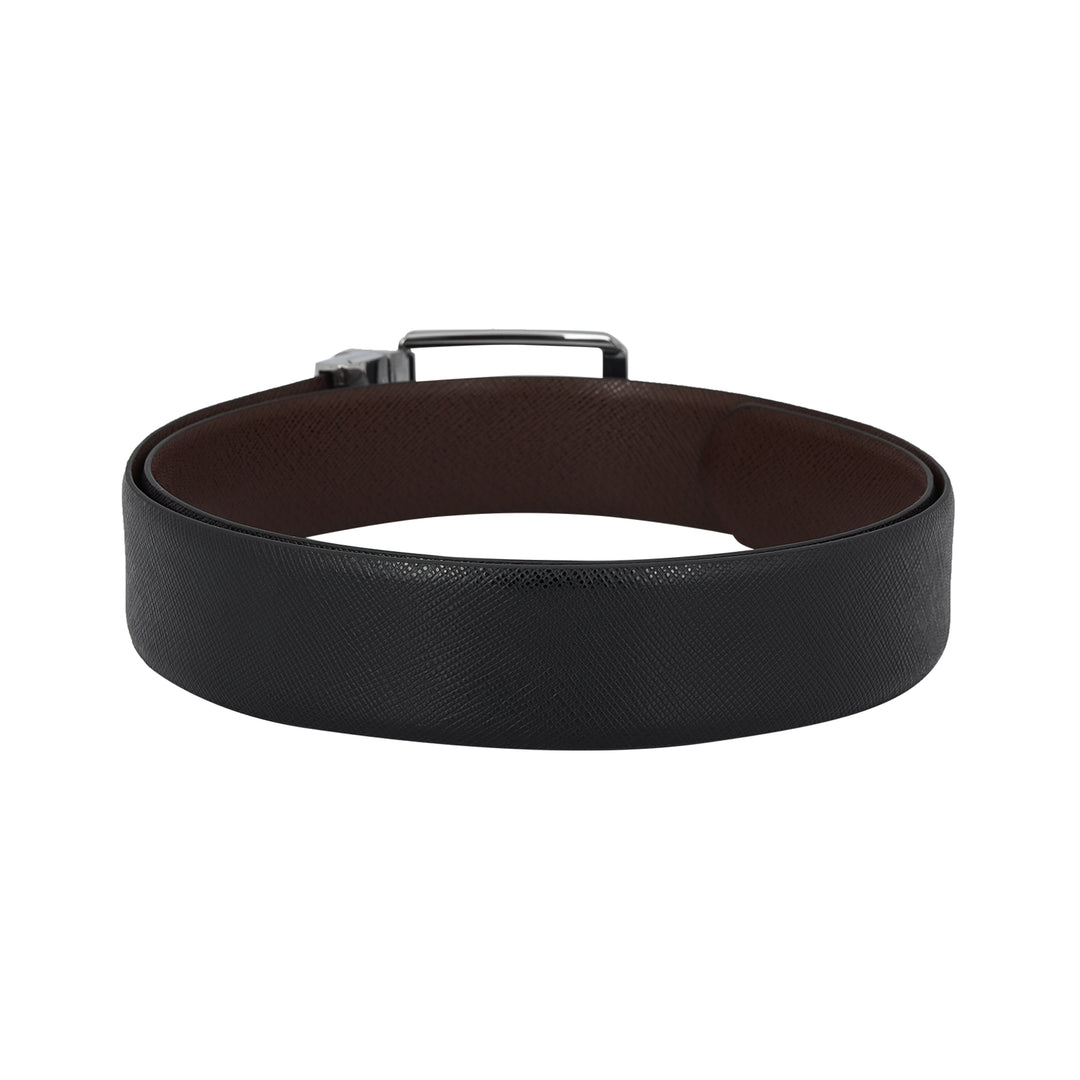 Formal Saffiano Leather Mens Belt - Black & Brown