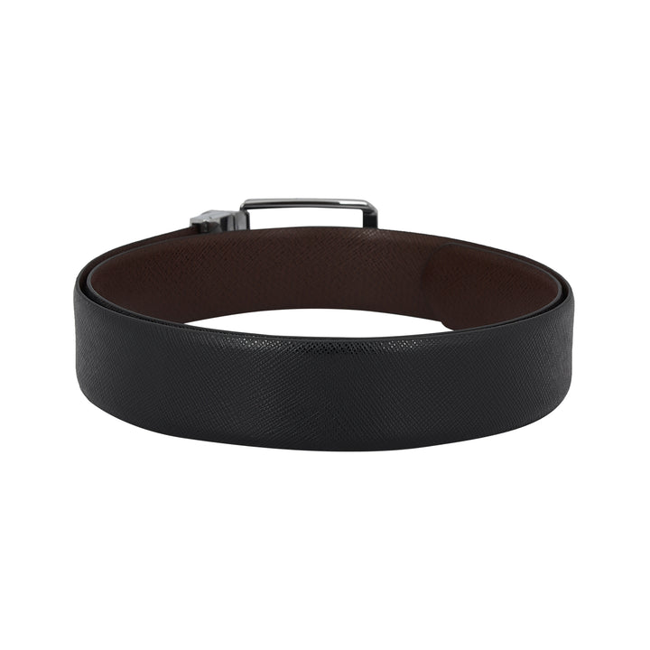 Formal Saffiano Leather Mens Belt - Black & Brown