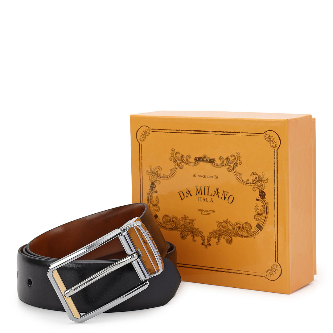 Formal Plain Leather Mens Belt-BLACK