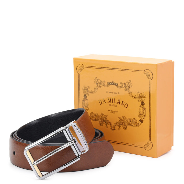Formal Wax Leather Mens Belt-COGNAC