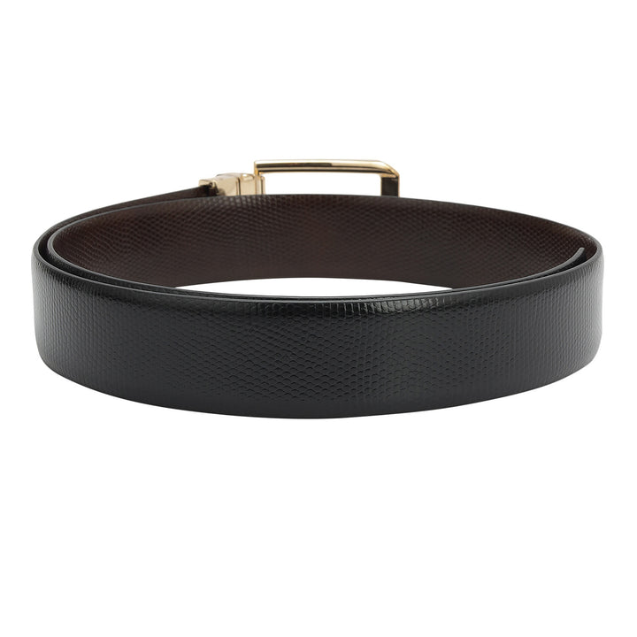 Formal Lizard Leather Mens Belt - Black & Brown