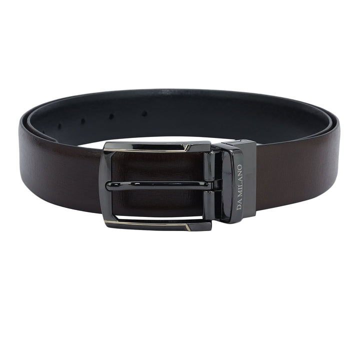 Formal Aztec Leather Mens Belt - Brown & Black