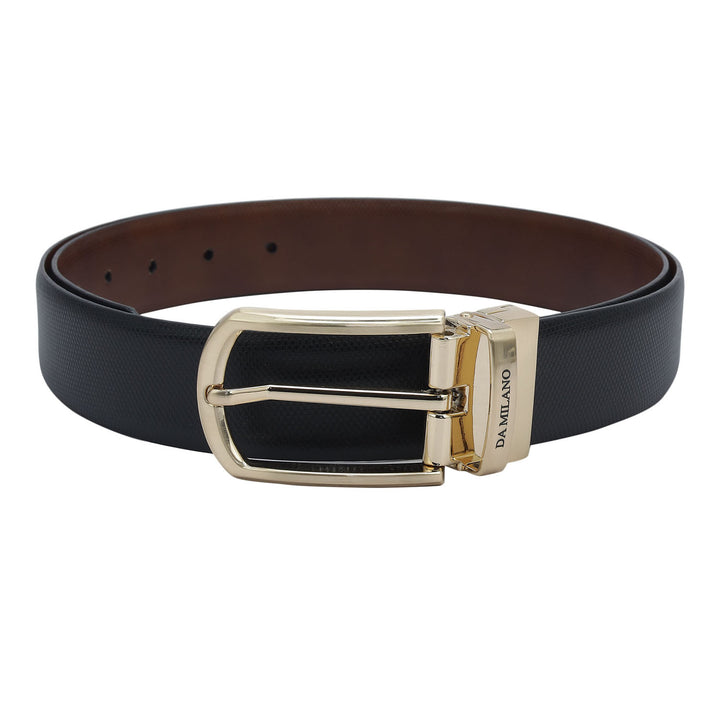Formal Fish Leather Mens Belt - Black & Cognac