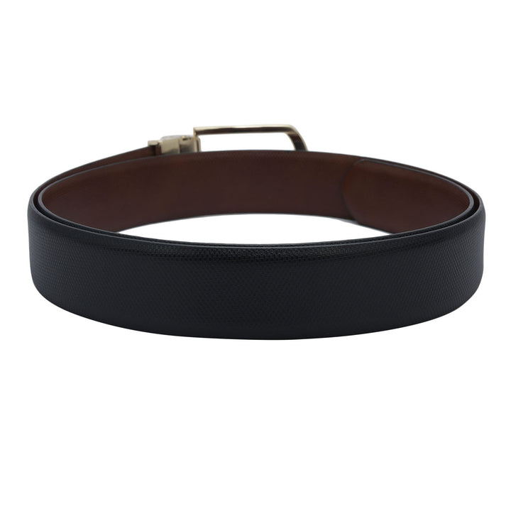 Formal Fish Leather Mens Belt - Black & Cognac