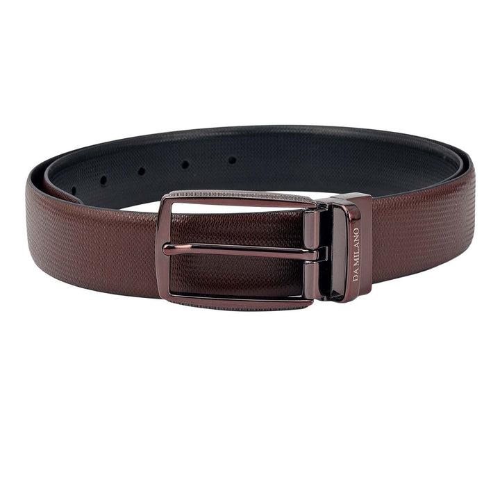 Formal Embossed Leather Mens Belt-Brown & Black