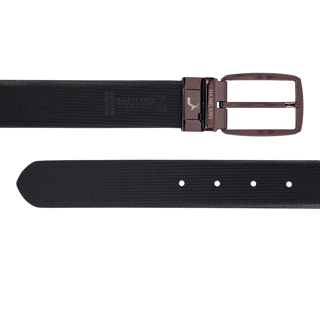 Formal Embossed Leather Reversible Mens Belt - Brown & Black