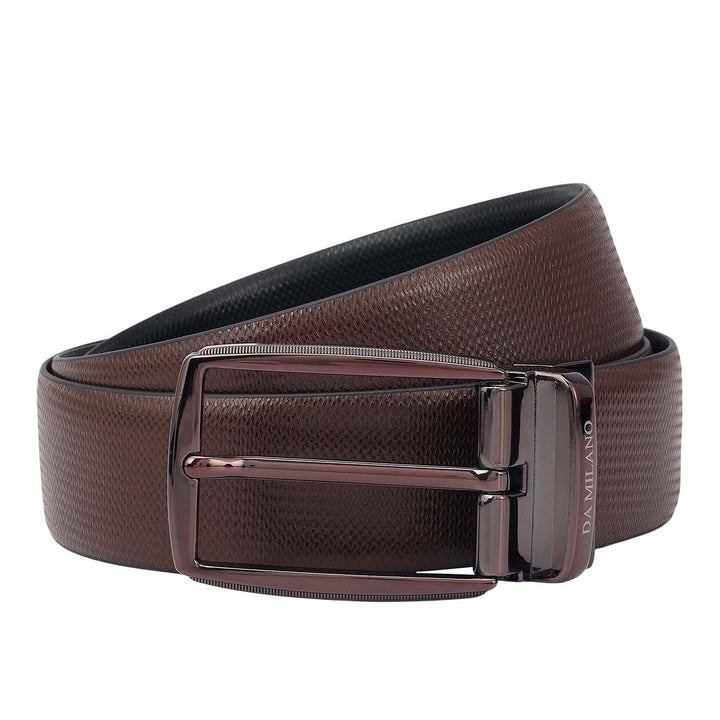 Formal Embossed Leather Mens Belt-Brown & Black
