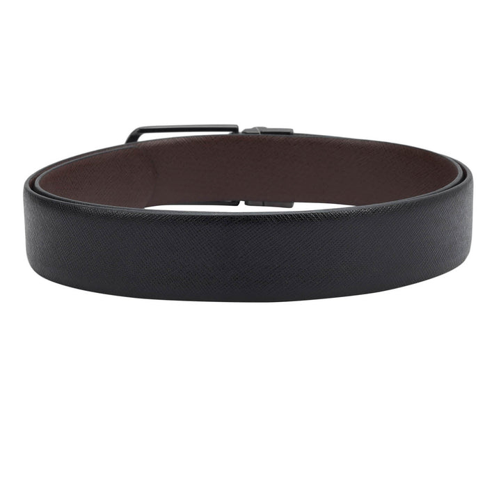 Casual Saffiano Leather Mens Belt - Black & Brown