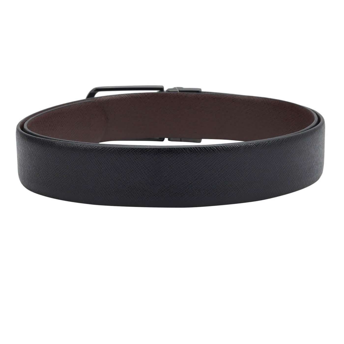 Casual Saffiano Leather Mens Belt - Black & Brown