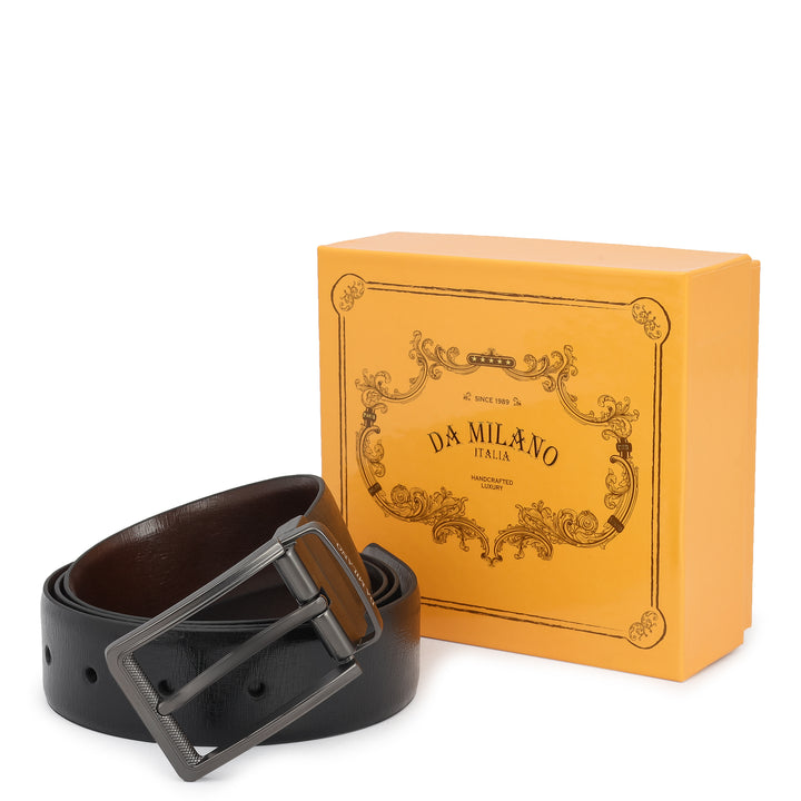 Formal Aztec Leather Mens Belt - Black
