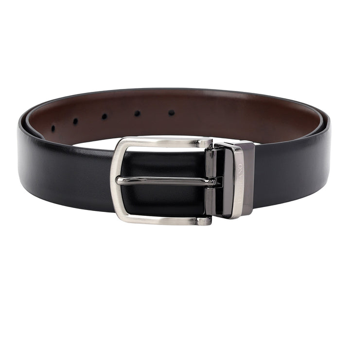 Formal Plain Leather Mens Belt-BLACK