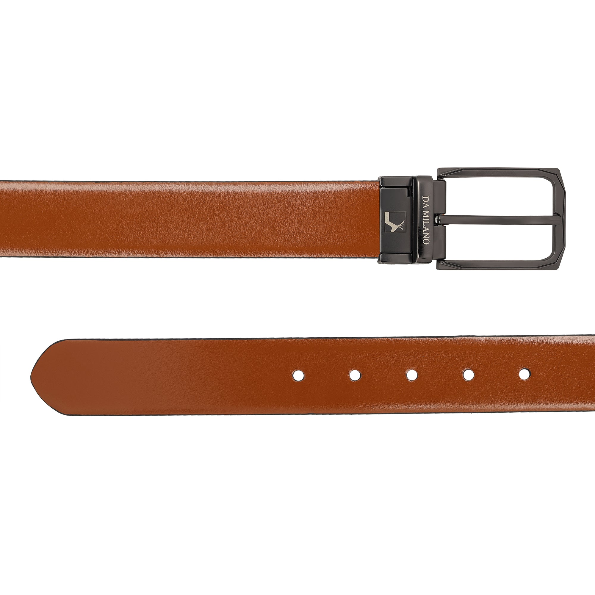 Formal Plain Leather Mens Belt- Cognac – Da Milano