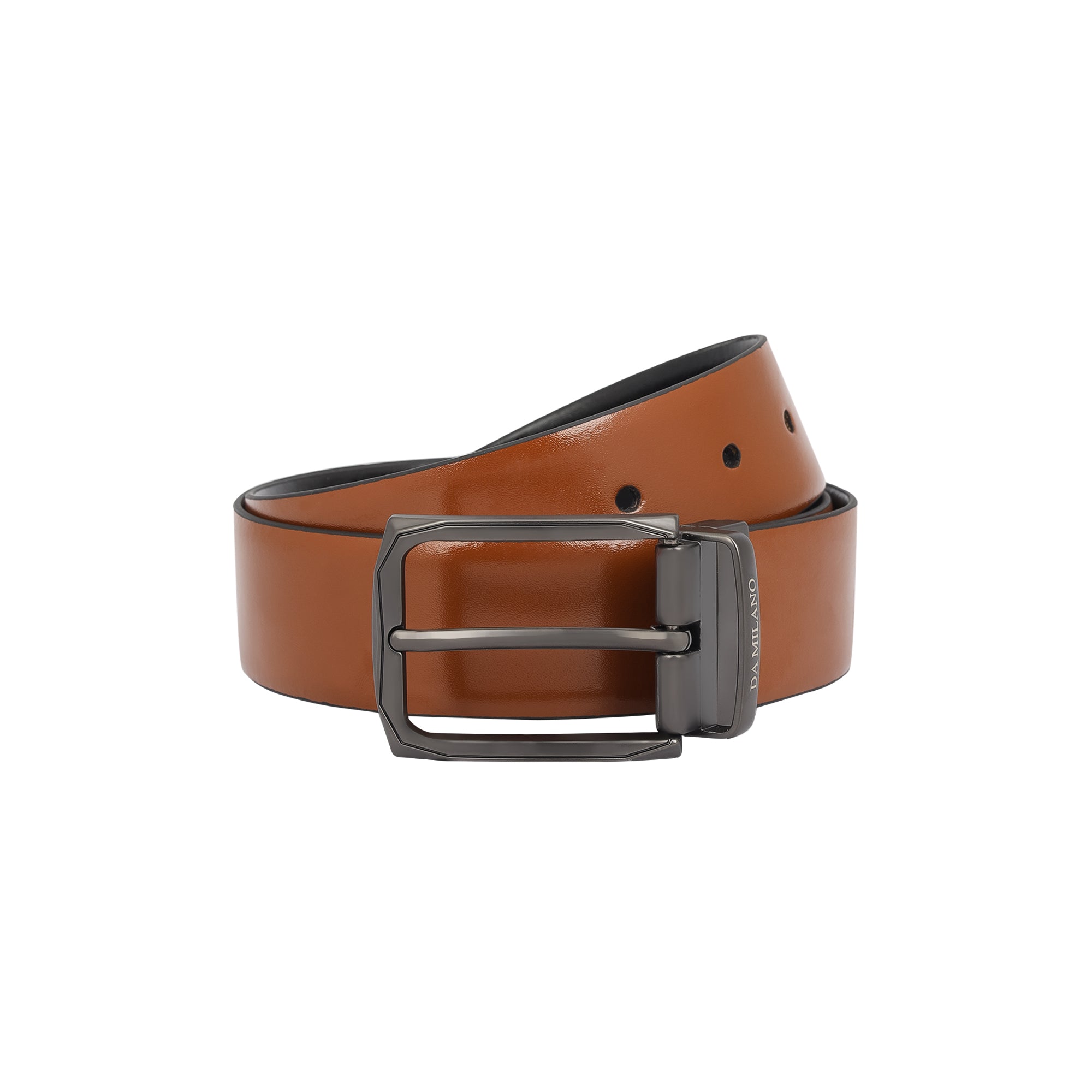 Formal Plain Leather Mens Belt- Cognac – Da Milano