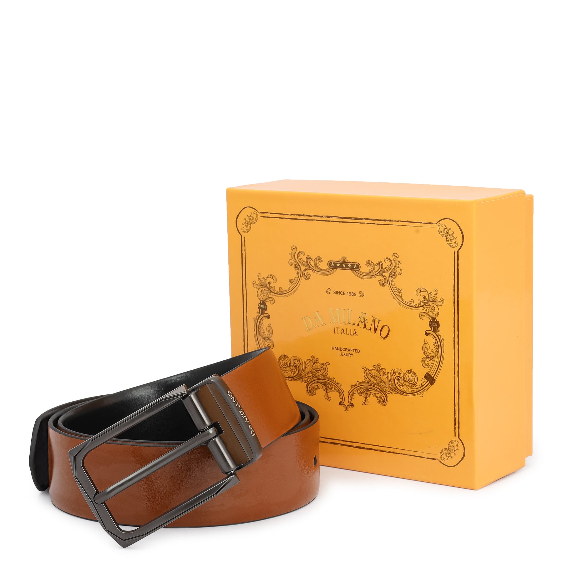 Formal Plain Leather Mens Belt- Cognac – Da Milano