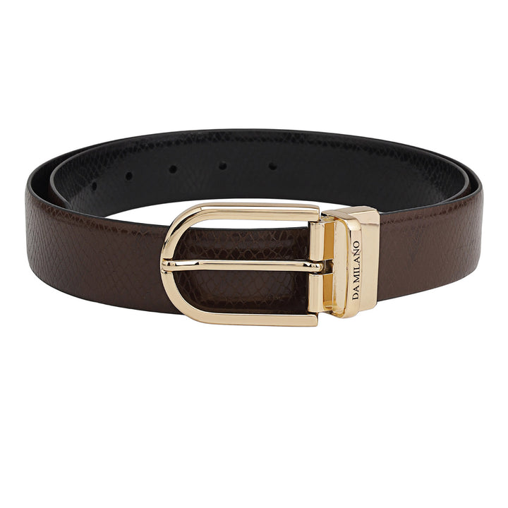 Formal Snake Leather Reversible Mens Belt - Brown & Black