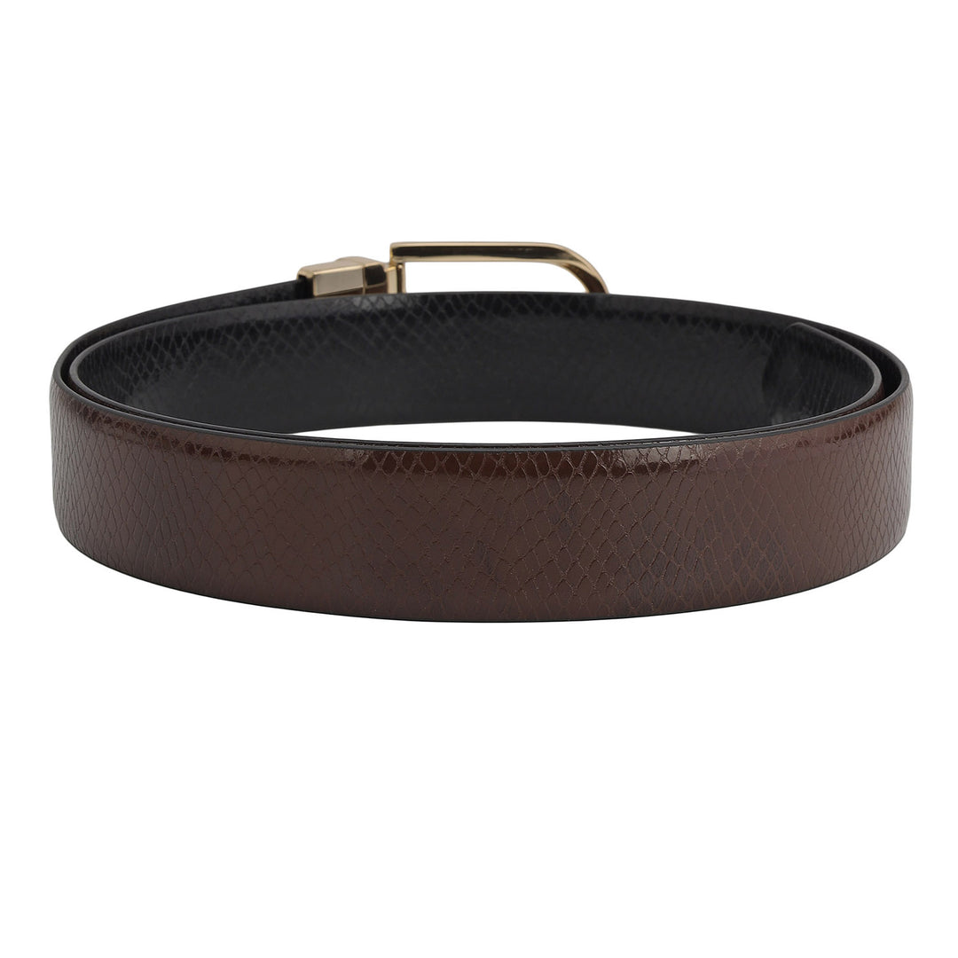 Formal Snake Leather Reversible Mens Belt - Brown & Black