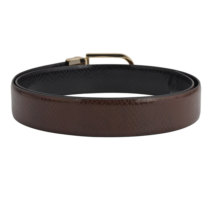 Formal Snake Leather Reversible Mens Belt - Brown & Black