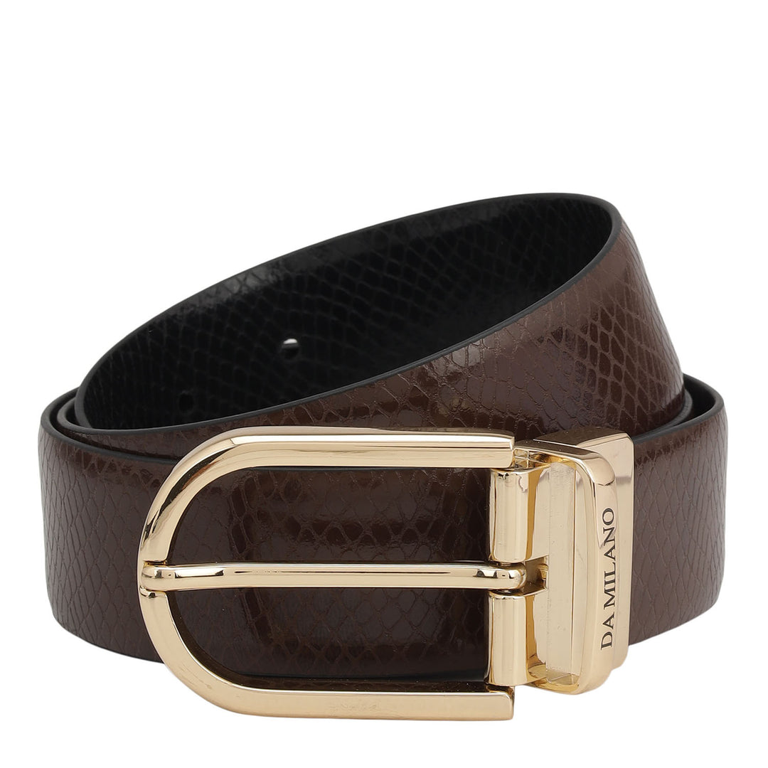 Formal Snake Leather Reversible Mens Belt - Brown & Black