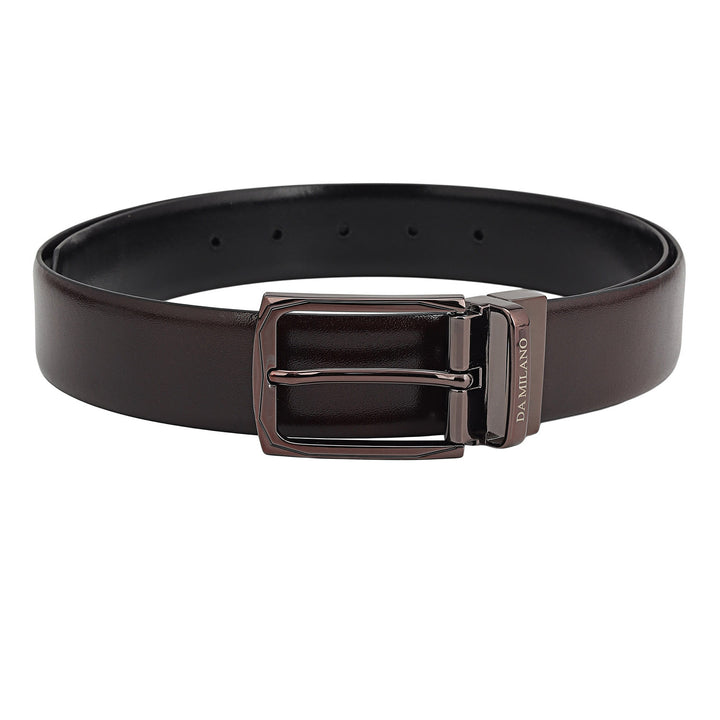 Formal Plain Leather Reversible Mens Belt - Berry & Black