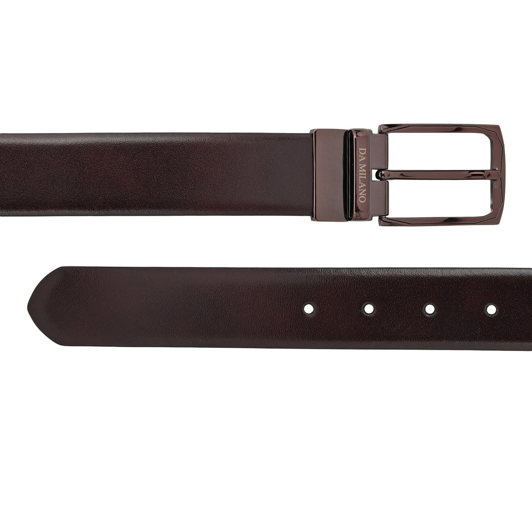 Formal Plain Leather Reversible Mens Belt - Berry & Black