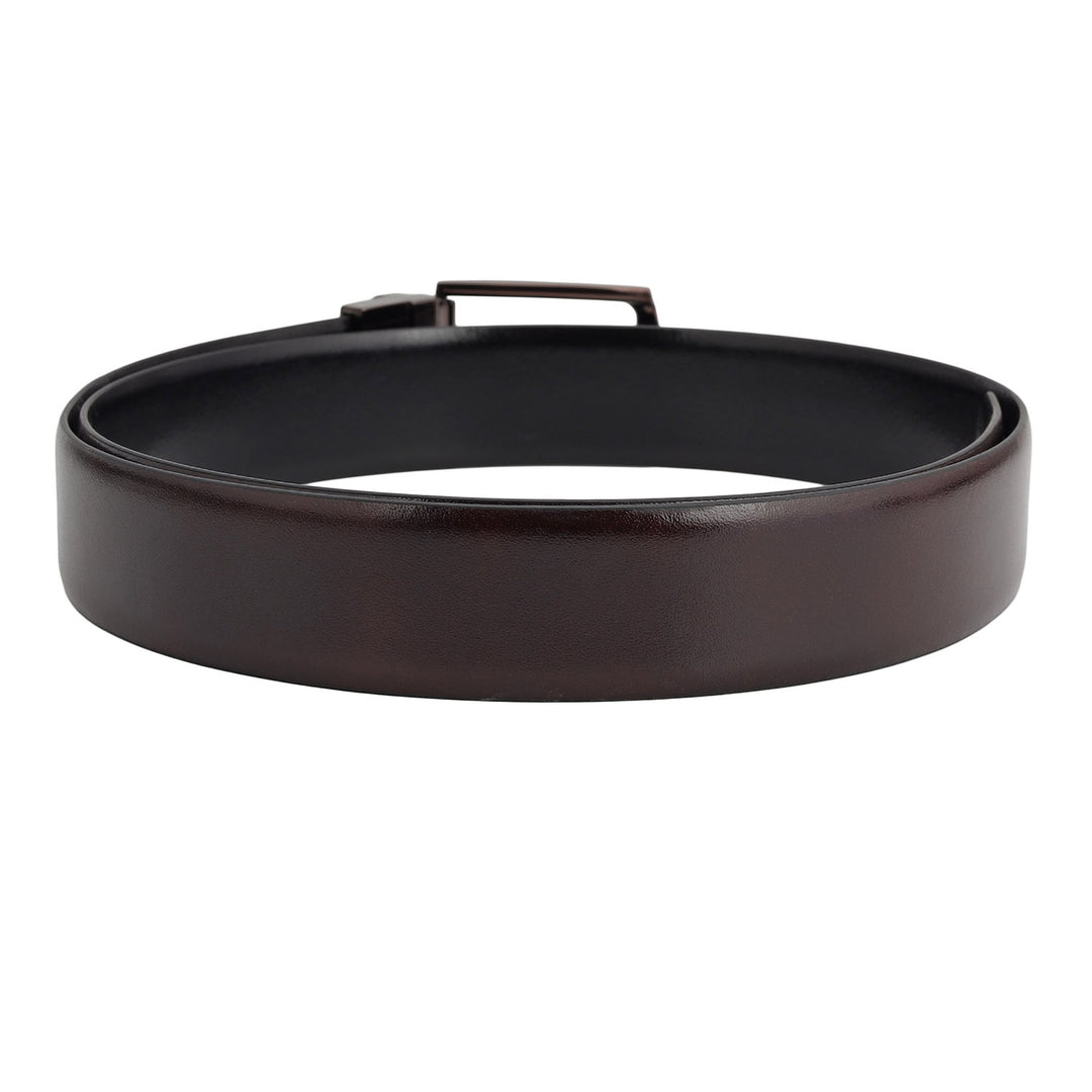 Formal Plain Leather Reversible Mens Belt - Berry & Black