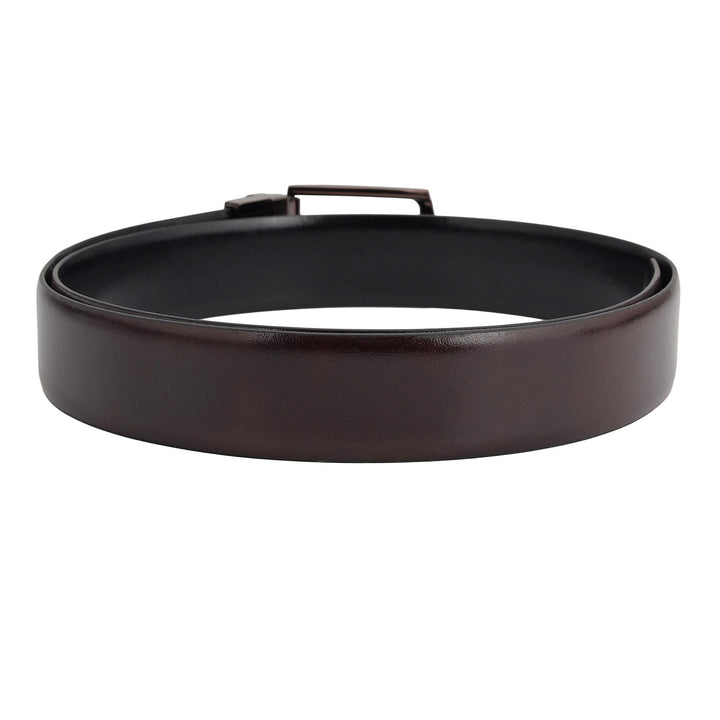 Formal Plain Leather Reversible Mens Belt - Berry & Black
