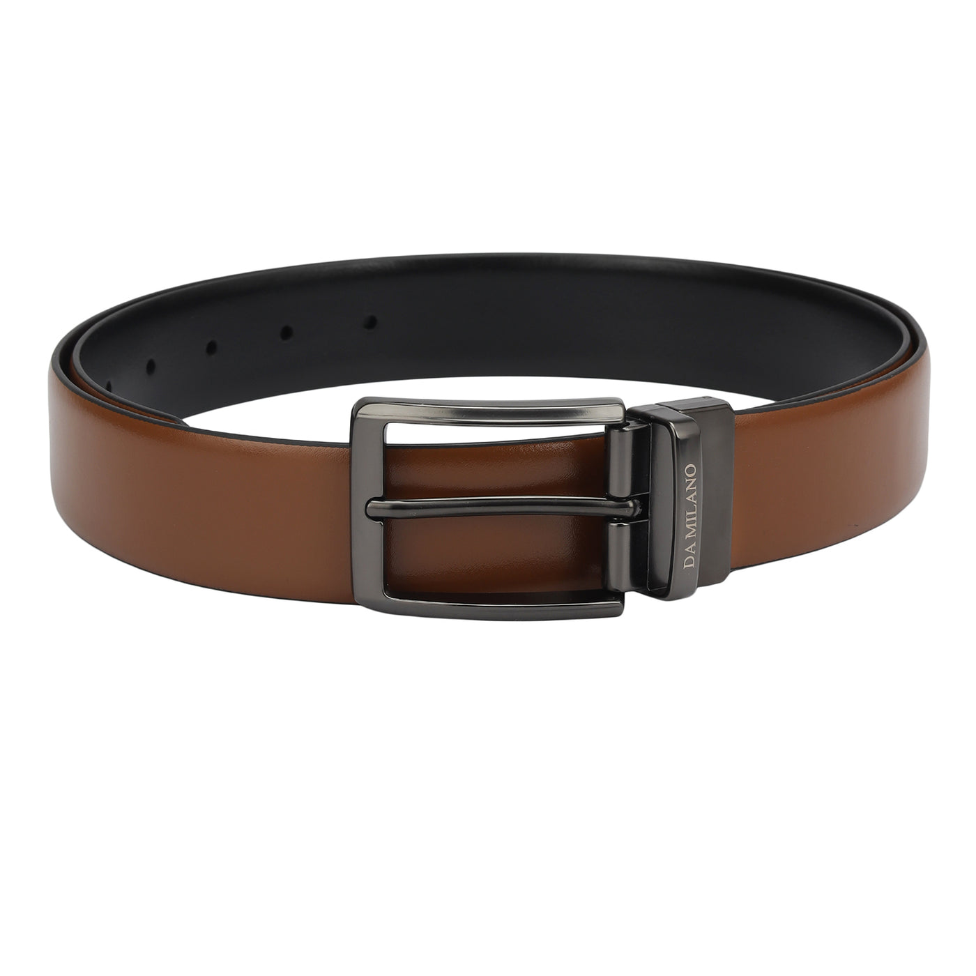 Formal Plain Leather Mens Belt - Cognac & Black
