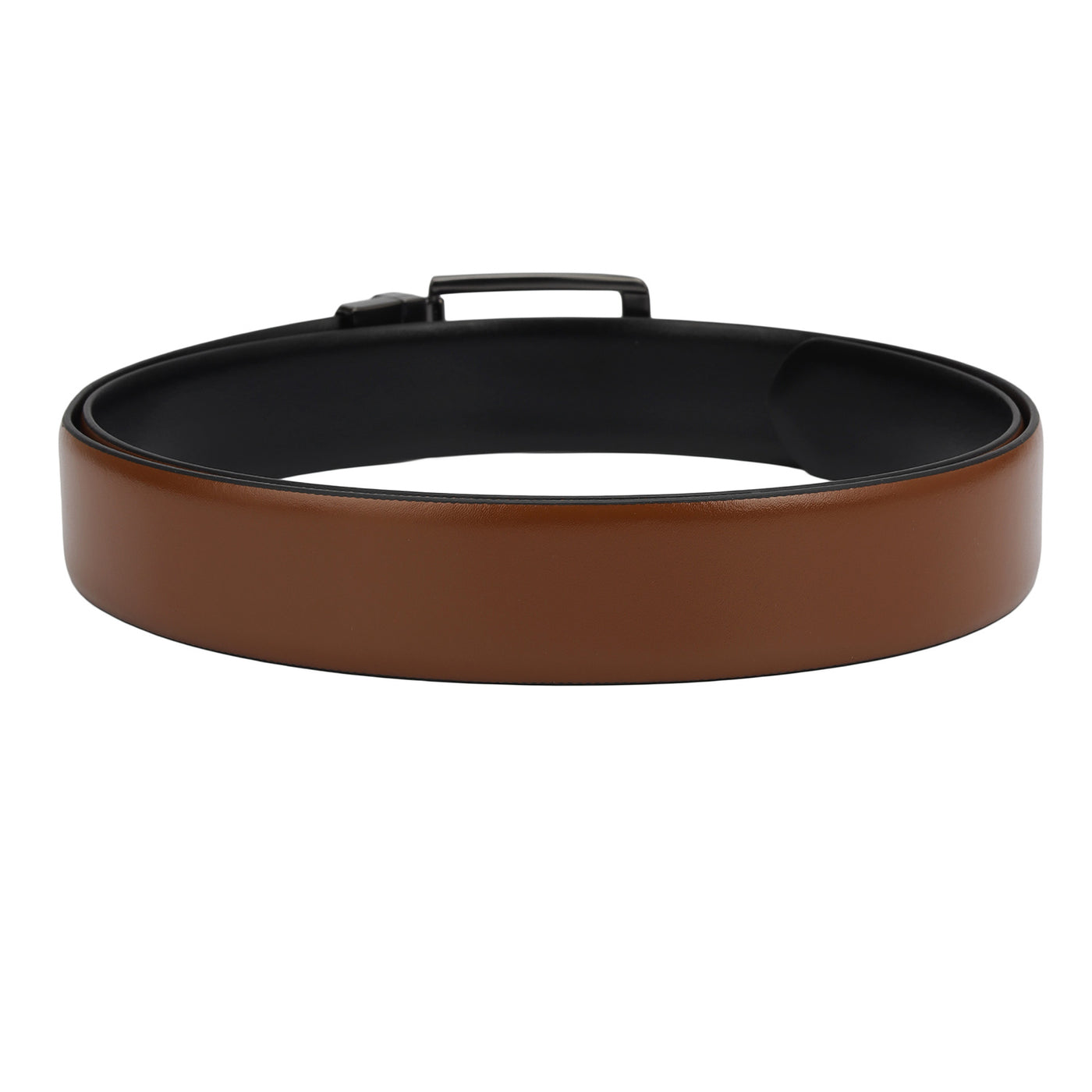 Formal Plain Leather Mens Belt - Cognac & Black
