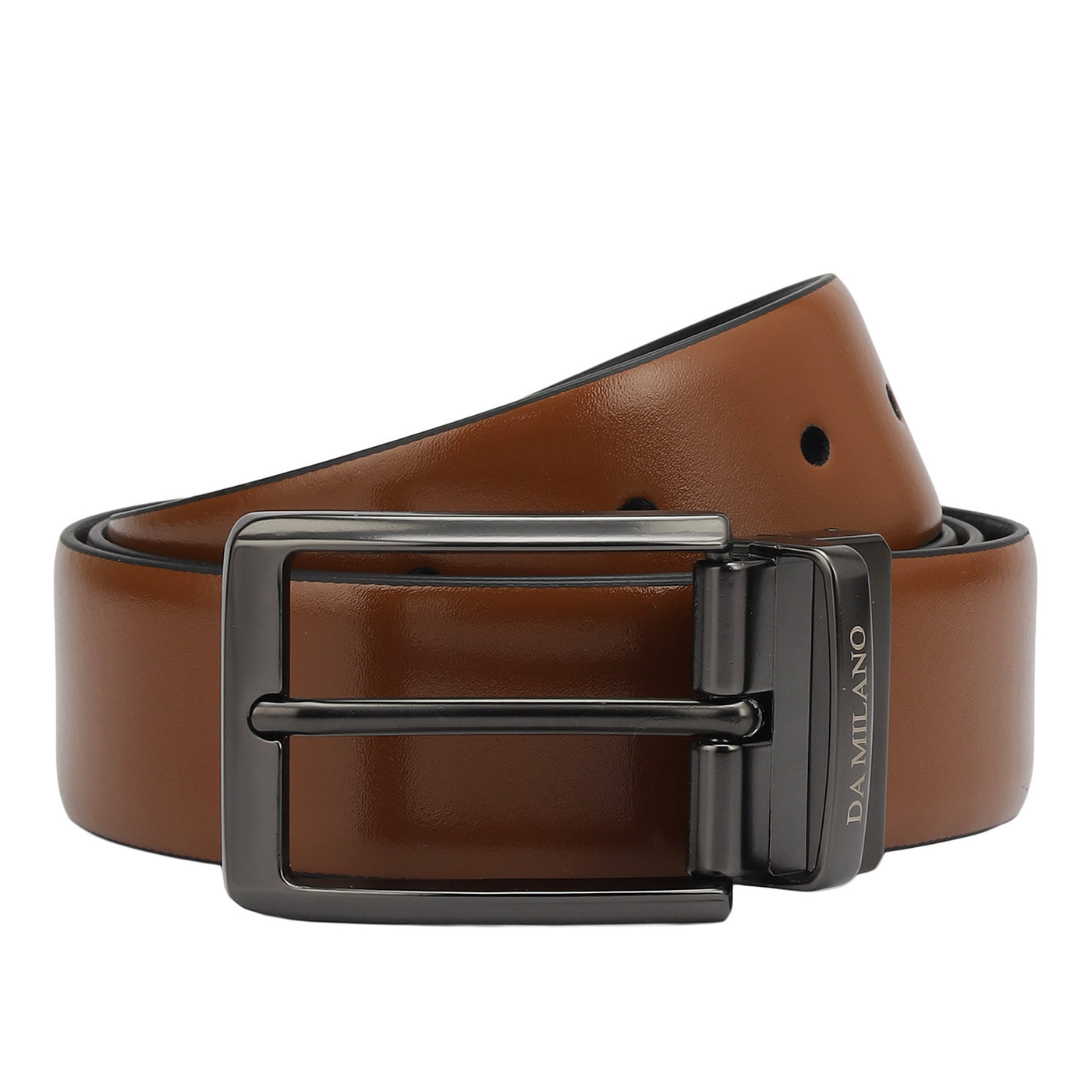 Formal Plain Leather Mens Belt - Cognac & Black