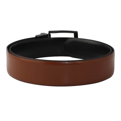 Casual Plain Leather Reversible Mens Belt - Cognac & Black