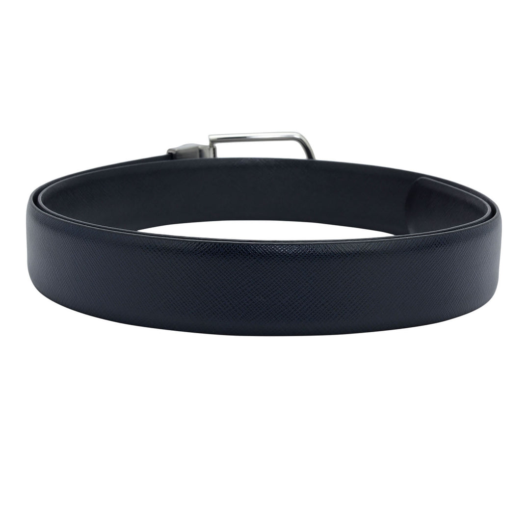 Formal Saffiano Leather Mens Belt - Navy & Black