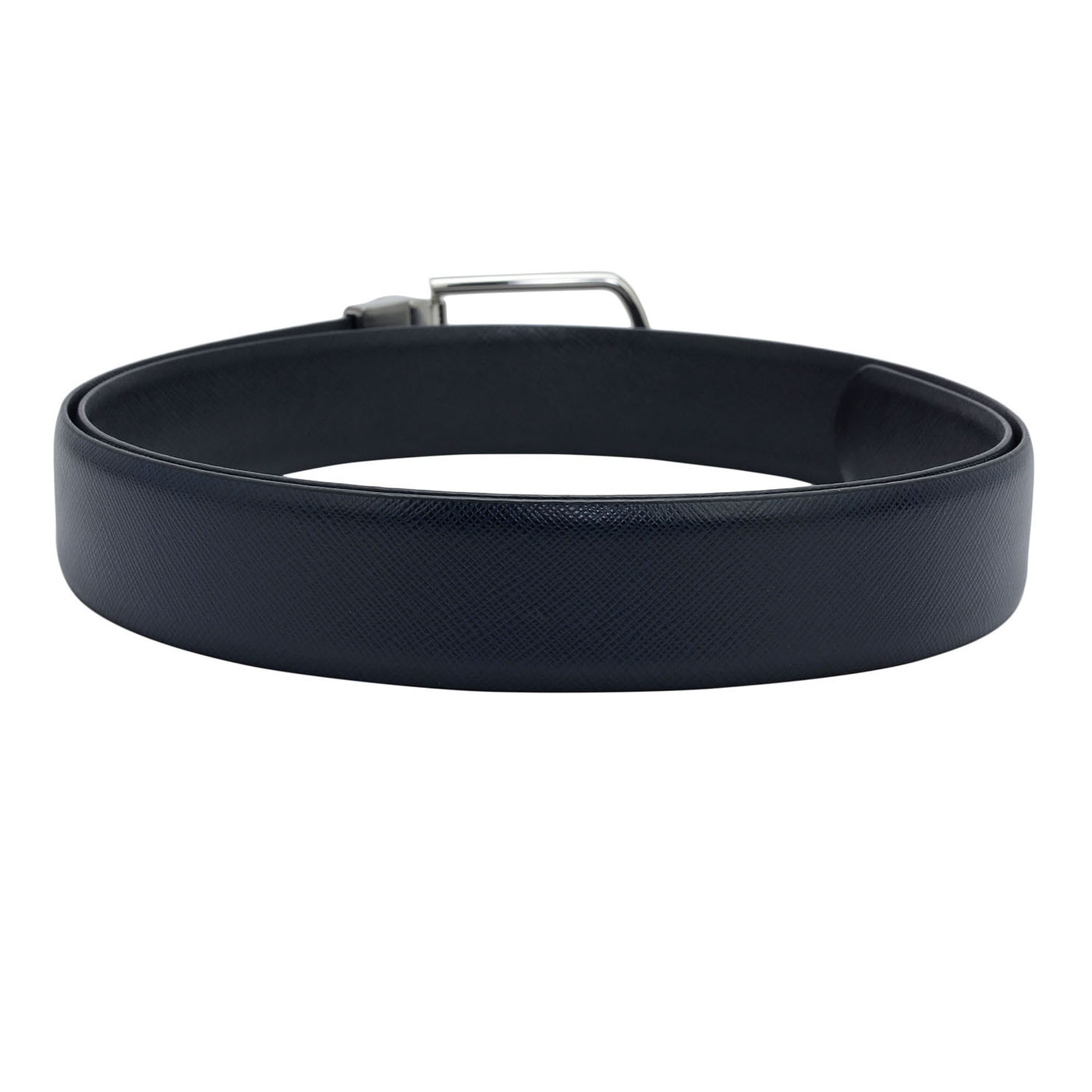 Formal Saffiano Leather Mens Belt - Navy & Black