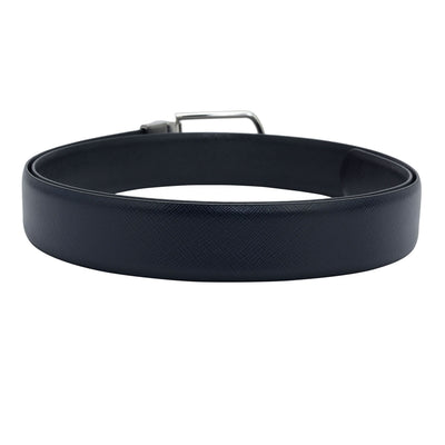 Formal Saffiano Leather Mens Belt - Navy & Black