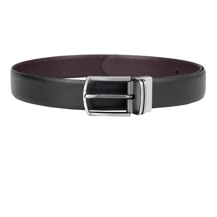 Formal Saffiano Leather Mens Belt - Black & Brown