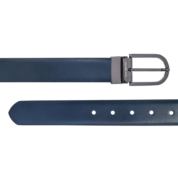 Casual Plain Leather Reversible Mens Belt - Blue & Brown