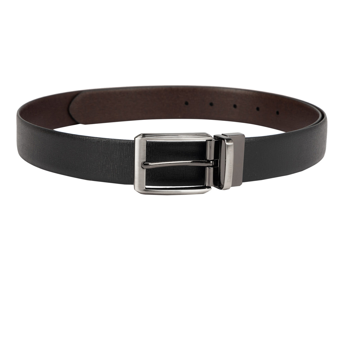 Formal Saffiano Leather Mens Belt - Black & Brown