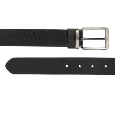 Formal Saffiano Leather Mens Belt - Black & Brown