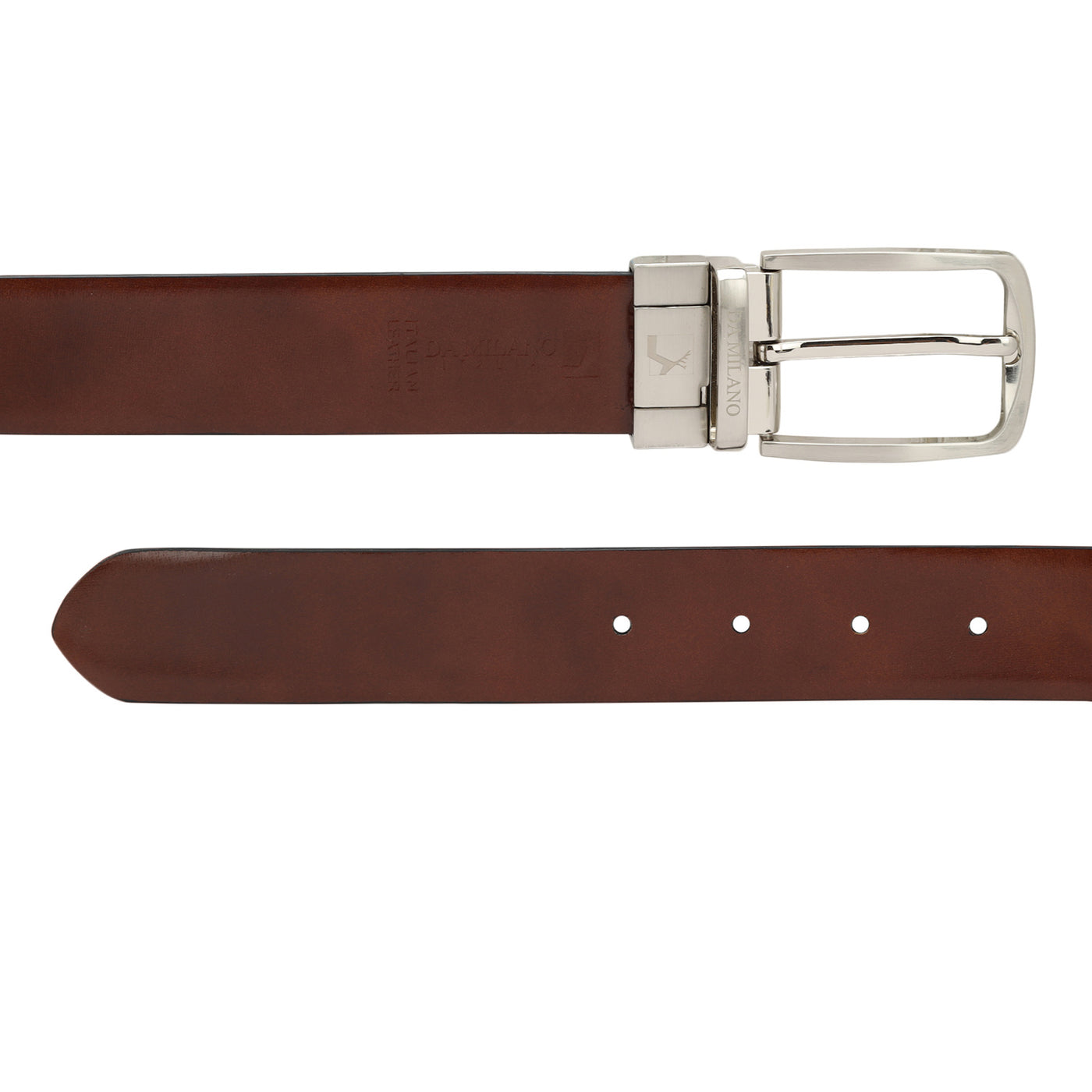 Plain Leather Mens Belt - Black & Cognac