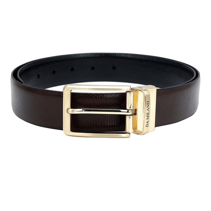 Formal Lizard Leather Mens Belt - Brown & Black