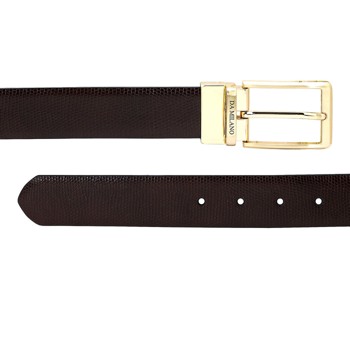 Formal Lizard Leather Mens Belt - Brown & Black