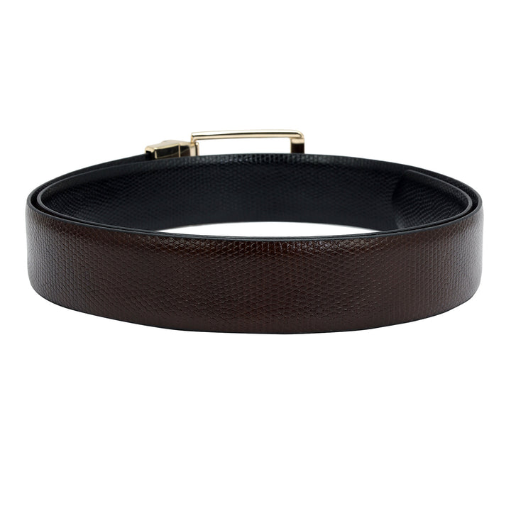 Formal Lizard Leather Mens Belt - Brown & Black