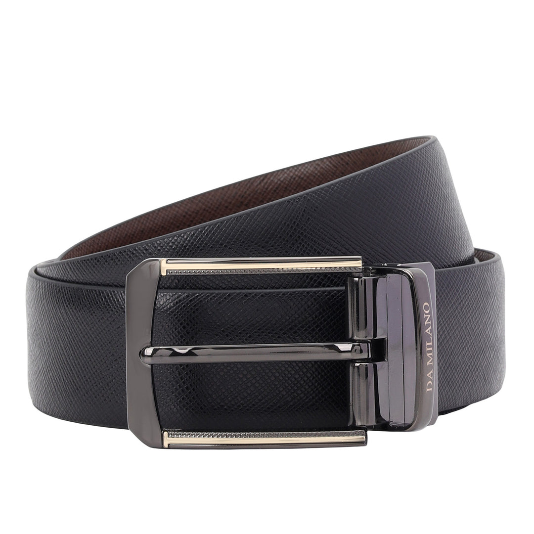 Formal Saffiano Leather Mens Belt-BLACK